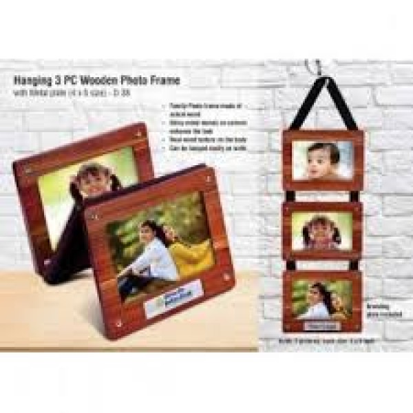 HANGING 3 PC WOODEN PHOTO FRAME